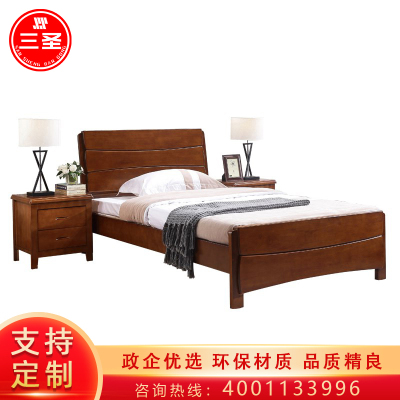 三圣 办公家具实木床办公宿舍床简易实木床1.2米接待床单人床