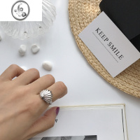 JiMi冷淡风S925银银日韩个性简约立体贝壳戒指开口女食指环小众