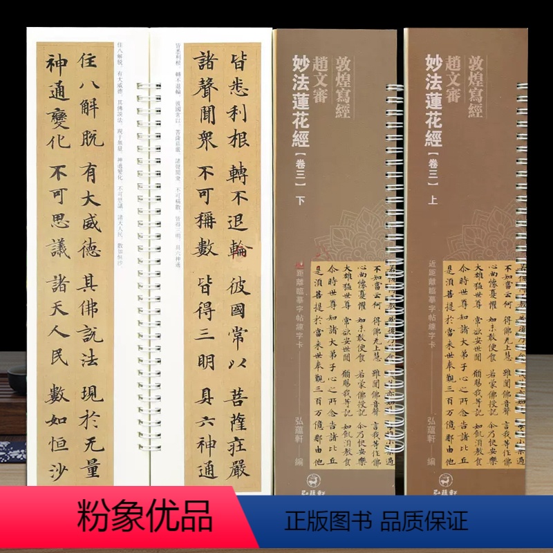 [正版]共2本 敦煌写经 赵文审 妙法莲花经 卷三上下 近距离临摹字帖练字卡 繁体旁注原碑原帖 楷书毛笔书法字帖 弘蕴