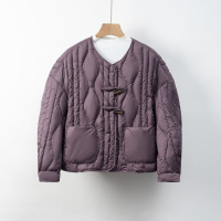 新羽绒服新国标90绒休闲秋冬简约波浪国风纯色圆领宽松外套