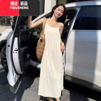 YIBUSHENG季新款胖m大码雪纺百褶连衣裙显瘦遮肚子长裙内搭打底吊带裙子
