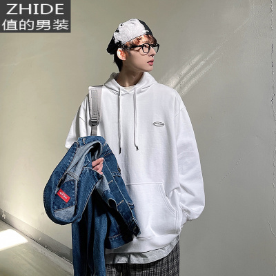 SUNTEK春季卫衣男港风宽松假两件情侣连帽上衣潮流潮牌帅气休闲百搭外套卫衣