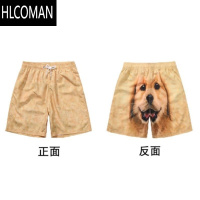 HLCOMAN大金毛短裤睡裤男友休闲裤情侣五分裤搞笑可爱狗头印花沙滩裤衩m