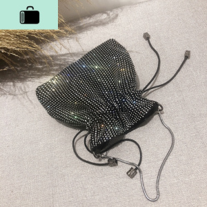 软皮水钻包水桶包包女2020新款百搭闪闪包链条小包斜挎包潮NEW LAKE 黑色女斜挎包 黑色