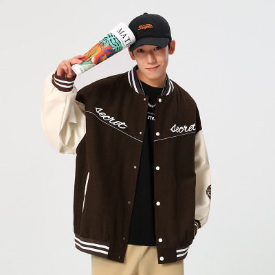 春秋新款美式潮牌复古炸街棒球服男女小众设计情侣宽松夹克男外套