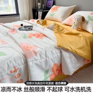 水洗夏凉被四件套夏被空调被夏季冰丝被子被芯可机洗夏天薄被