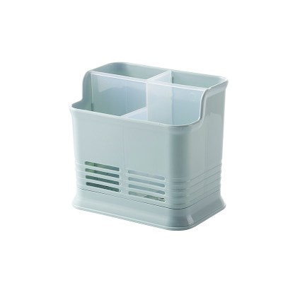 筷子笼家用台面立式筷子置物架沥水篓厨房多功能放勺餐具桶防尘 敬平 浅绿四格[带沥水盘]筷笼