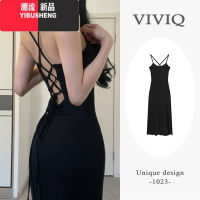 YIBUSHENG性感辣妹黑色露背吊带连衣裙女季风情万种紧身内搭鱼尾包臀长裙