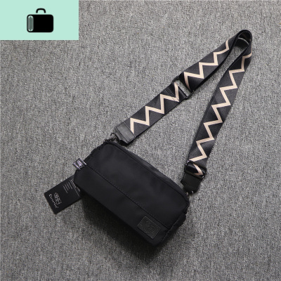 三盒子韩版日系牛津布男士单肩包休闲潮流斜跨男女条纹彩带小背包NEW LAKE 黑色