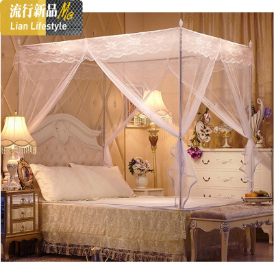 三开拉链方顶蚊帐不锈钢支架蚊帐蒙古包有底坐床方账1.5m1.8m床 三维工匠