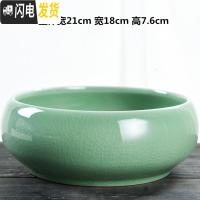 三维工匠一叶莲铜钱花盆水仙花睡莲碗莲无孔陶瓷大水培多肉大号 青瓷水培花盆-03富贵圆 大花盆容器