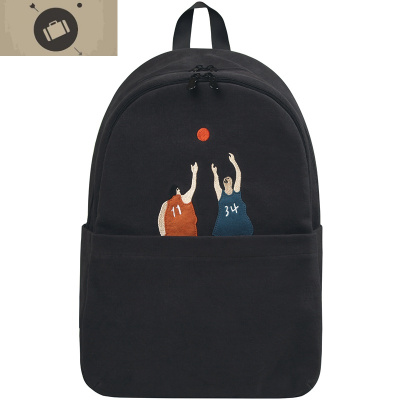 原创设计水洗帆布刺绣双肩包男女休闲背包学生电脑书包艾狄伊娃