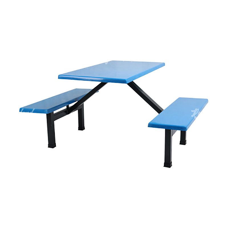 洛诗莲 LSL4040846玻璃钢餐桌椅组合食堂连体餐桌椅钢架条凳款