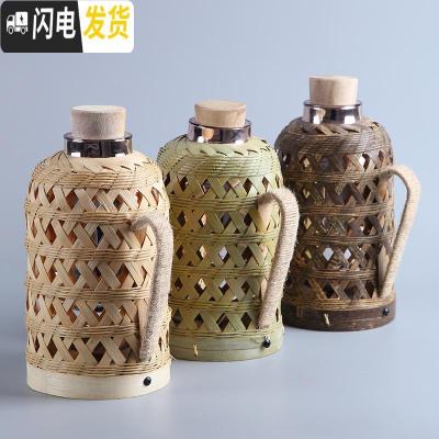 三维工匠竹编热水壶家用老式暖水壶玻璃内胆复古开水壶茶室保温瓶竹编暖壶 紫竹1.6顺帆红胆+竹编盖