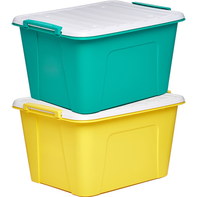 茶花塑料收纳箱宿舍学生书籍有盖收纳盒小号箱子车载整理箱无轮轻巧方便夹缝收纳整理储物1个装-