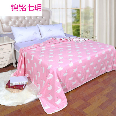 锦铭七玥三层竹纤维纱布夏凉被婴儿童毛巾被幼儿园午睡空调盖毯吸水浴巾夏