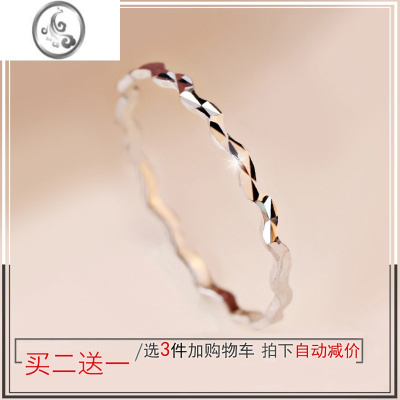 JiMi珠宝尾戒小指戒韩版925银银超细水波纹关节戒指女窄款袖珍