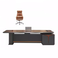 迅迈 1.6米老板桌+老板椅800*1600*750mm 轻奢老板桌办公桌简约现代总裁桌大班台经理办公室桌椅组合电脑桌