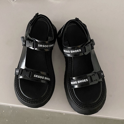 苏芈韩版网红ins风时尚少女2021夏季度假海边松糕凉鞋复古露趾简约潮