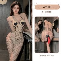 九里晴川情趣内衣连体网衣纯欲性感深V镂空诱惑开档网袜连体睡衣 九里晴川WY088[开裆网格连体衣] 均码