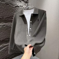 跨潮牌小马刺绣针织开衫男秋季新款翻领休闲长袖毛衣男士外套