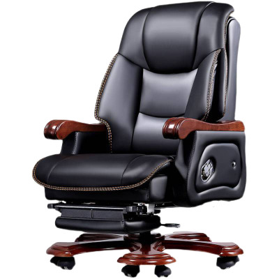 锦北老板椅商务总裁椅办公室大班椅可躺10轮电脑椅 进口牛皮+搁脚