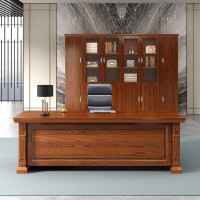 域赢老板桌董事长办公桌油漆白蜡木贴木皮大班台办公家具主管桌 1.8米