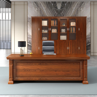 域赢老板桌董事长办公桌油漆白蜡木贴木皮大班台办公家具主管桌 1.8米