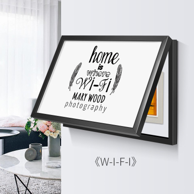 新房装饰画电箱装饰画创意简约电闸盒弱电箱遮W-I-F-I60*40（可遮盖宽52*高34）cm掀盖式（推荐）黑色外框