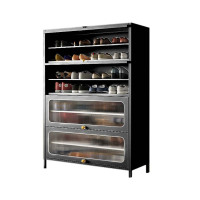 汉诺鑫威家用门口鞋柜室内入户储物柜一体翻门钢制4门8层100宽-灰