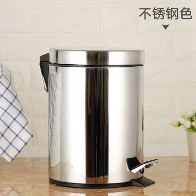天富星 脚踏式圆形带盖垃圾桶 不锈钢 个