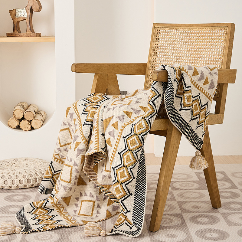 午睡办公室披肩毛毯沙发毯北欧风新中式针织毯盖毯单人斗篷小毯子