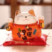 猫摆件小可爱办公室家居客厅桌面装饰小号日式迷你陶瓷存钱罐 三维工匠 4.5寸四季发财