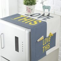 冰箱防尘罩防尘布盖布保护罩微波炉洗衣机双开单开冰箱罩盖巾 简约-02 床头柜通用(69*69cm)无口袋