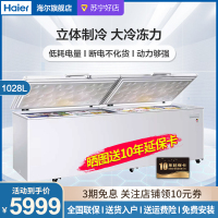 海尔(Haier)1028升大容量卧式冷柜冷藏冷冻冷柜 带脚轮冰柜 顶开门 超市商用冰柜 企业价 BC/BD-1028T
