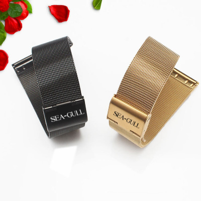 海鸥不锈钢实心钢带男女适用编织粗芯带手表配件18/20/22mm