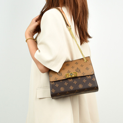 链条包包新款单肩包时尚印花腋下包潮流斜挎包