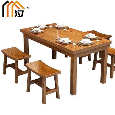 汐实木餐桌1.2米桌+4凳套