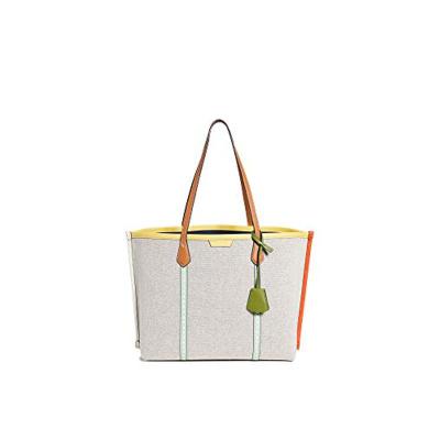 ToryBurch汤丽柏琦女包大容量托特包时尚轻奢简约百搭出街通勤必备女士手提包80641-253Natural/Tory_Navy