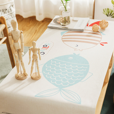 日式棉麻茶几布收纳长方形餐桌布艺韩式电视柜防水盖布桌布