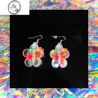 JiMi空洞-未来感幻彩棱镜星星耳钉 立体花朵耳环 925银针耳饰