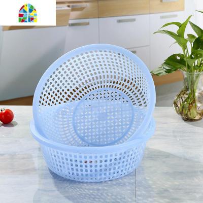 封后塑料洗菜篮水果篮子粗眼篮菜箩洗菜盆圆形滤水筛子[5个] FEN 橘色701(21*8cm)[5个][混色拍下备注]