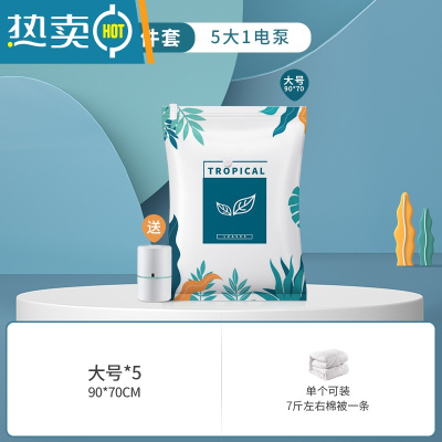 敬平衣物器真空压缩袋被子收纳袋家用抽气衣服衣物棉被密封器专用 6件套[5大号]+电泵1个 质保3年[漏气包换新]