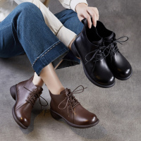 真皮单靴子女款马丁靴2026新款春秋头层牛皮软底舒适妈妈及裸短靴