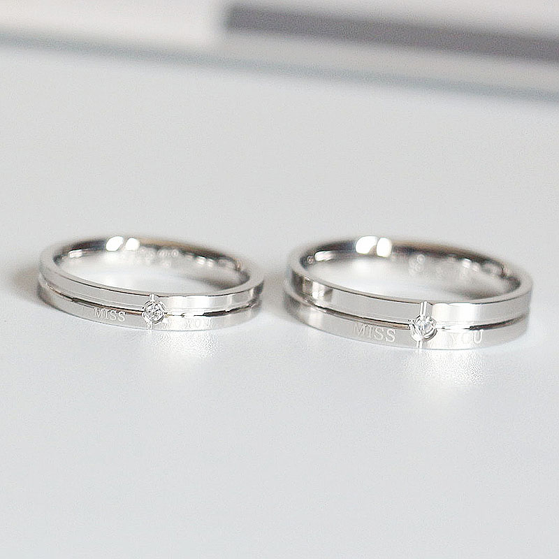 想你对戒S925纯银简约情侣戒指IMISSYOU韩版字母免费刻字对戒送礼送女朋友老婆情人节七夕生日礼物