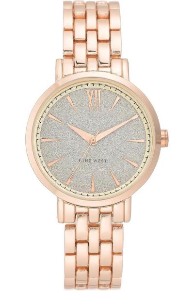 Anne Klein手表女防刮擦石英圆形表盘36毫米金属表带商务休闲