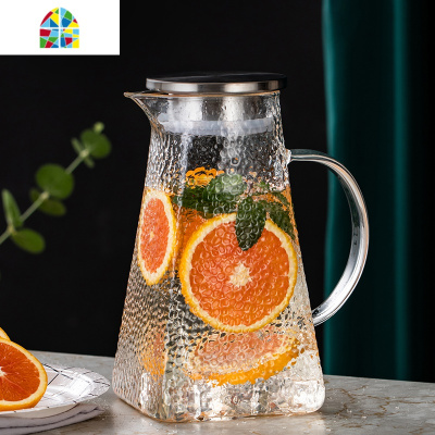 北欧冷水壶家用玻璃凉水壶凉白开水壶凉水杯套装可高温大容量客厅 FENGHOU 方水壶1.5升+6圆韵杯+杯架+托盘