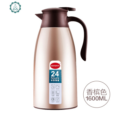 迪迪仕欧式保温壶家用大容量热水壶不锈钢热水瓶真空玻璃暖瓶封后香槟-1.9