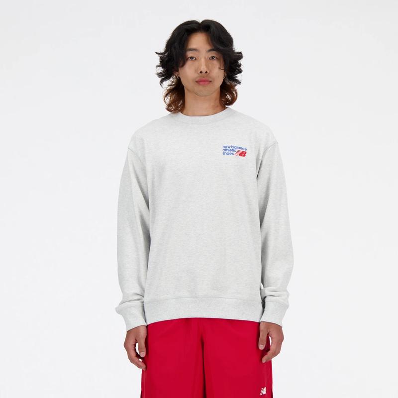 New Balance男士运动卫衣纯棉厚重复古印花宽松百搭套头衫春季新
