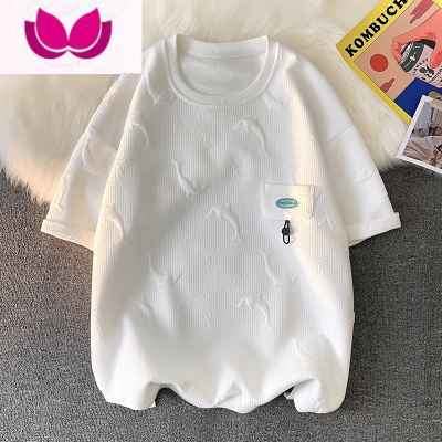 七斓华夫格短袖t恤男夏季设计感上衣港风潮牌帅气青少年半袖T